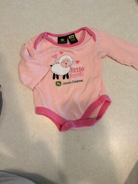 John Deere Pink Lamb Graphic Long-Sleeve Baby One-Piece